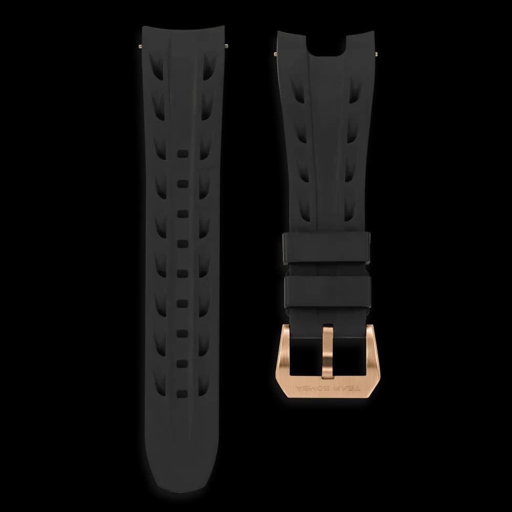 TSAR BOMBA TB8213-CHIVALRY-STRAP — Fluororubber-Black (Gold Clasp)